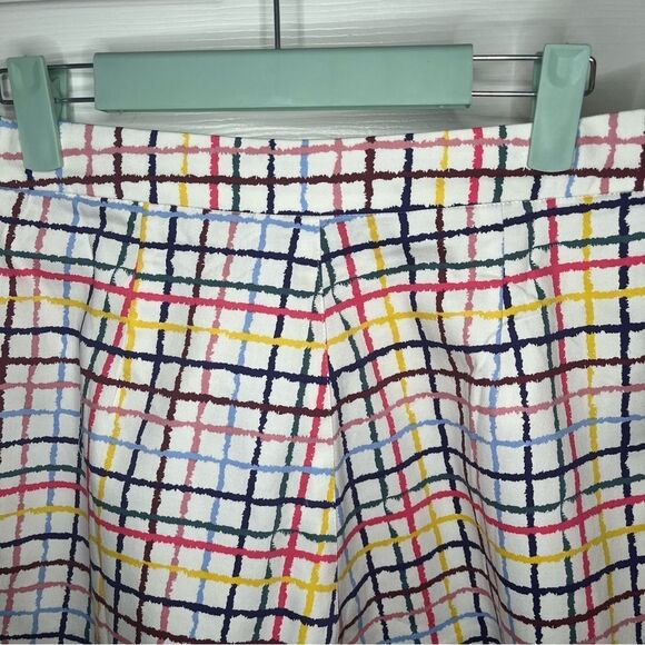 Modcloth High Waist Party Streamers Shorts Blue Pink Rainbow Plaid 6 Small NWT - Picture 10 of 13